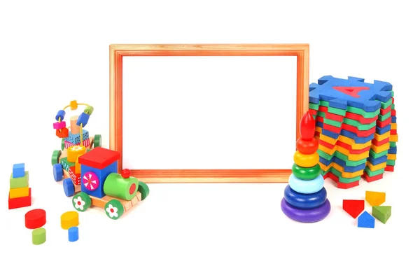 Frame and many toys — Stock Photo, Image