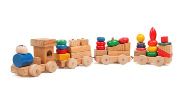 Tahta tren puzzle antrenörler ile