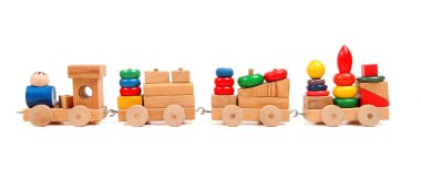 Tahta tren puzzle antrenörler ile