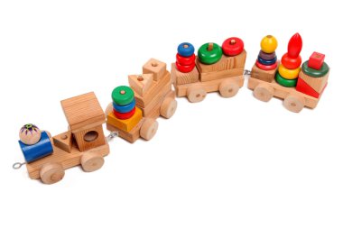 Tahta tren puzzle antrenörler ile