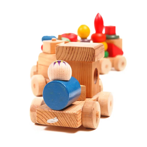 Wooden train puzzle with coaches — Stock Photo, Image