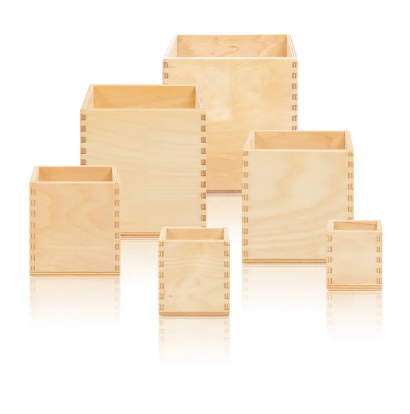 Wooden open boxes — Stock Photo, Image