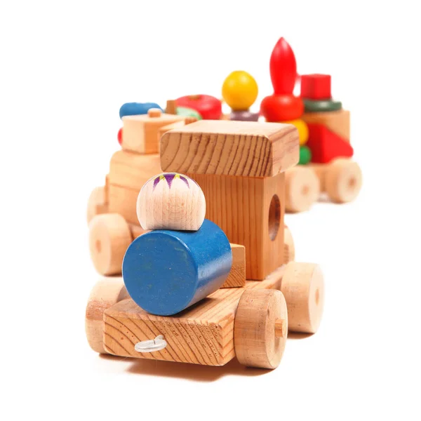 Wooden train puzzle with coaches Stock Photo