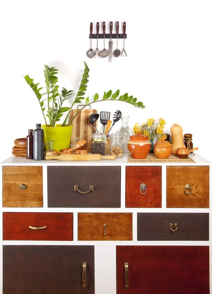 Chest Drawers Kitchen White — Stock Photo, Image