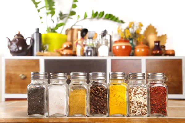 Jars Spices Table Kitchen — Stock Photo, Image