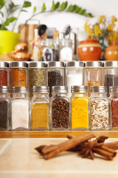 Jars Spices Table Kitchen — Stock Photo, Image