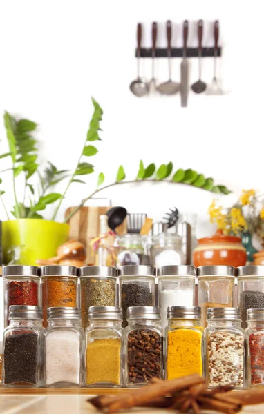 Jars Spices Table Kitchen — Stock Photo, Image