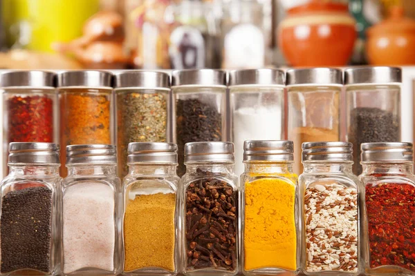 Jars Spices Table Kitchen — Stock Photo, Image