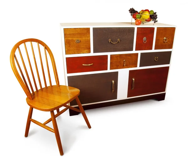 Chest Drawers Kitchen Isolated White Stock Image
