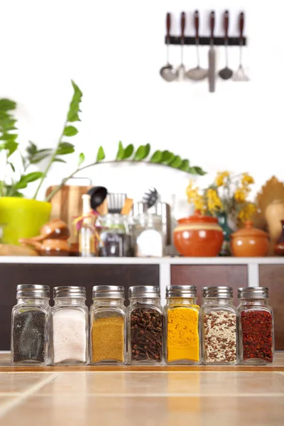 Jars Spices Table Kitchen Royalty Free Stock Photos