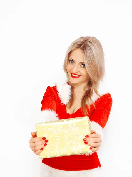 Santa menina em um fundo branco — Fotografia de Stock