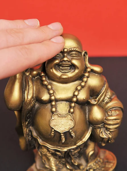 Golden Buddha Black Background — Stock Photo, Image