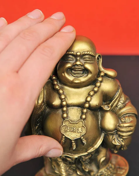 Golden Buddha Black Background — Stock Photo, Image