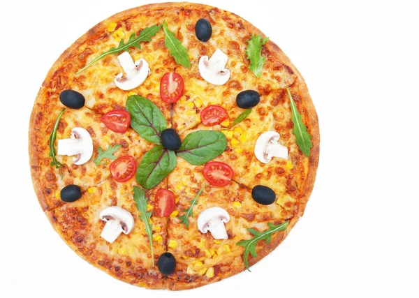 beyaz zemin üzerine lezzetli pizza.