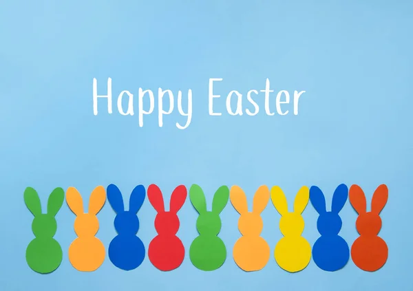 Мини Красочные Бумажные Кролики Яйцами Счастливая Пасха — стоковое фото