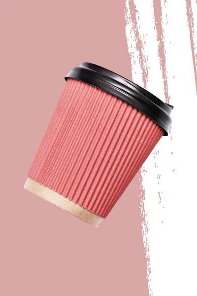 浅色底色红色纸杯咖啡 — 图库照片