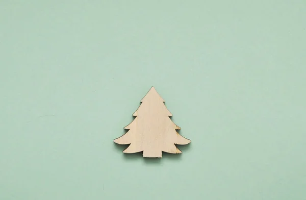 Wooden Christmas Toy Mint Color Background — Stock Photo, Image