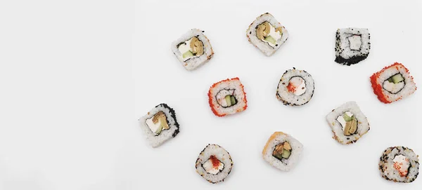 Set Japonais Rouleaux Sur Fond Blanc — Photo