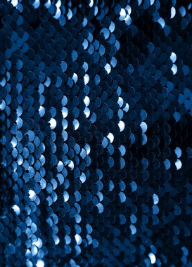 Moda mavisi parlak pullu desenli fotoğraf.