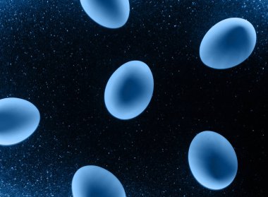 Işıltılı kağıtta yumurtaların soyut fotoğrafı.