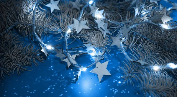 Christmas Decorations Blue Trendy Color — Stockfoto