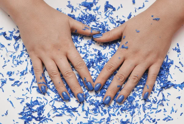 Manicura Moda Color Azul — Foto de Stock