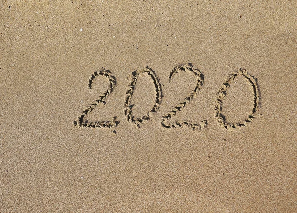 Symbols 2020 Written Sand — Stock Photo, Image