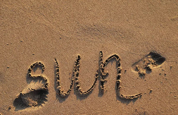 Sun Written Sand — Stock Photo, Image