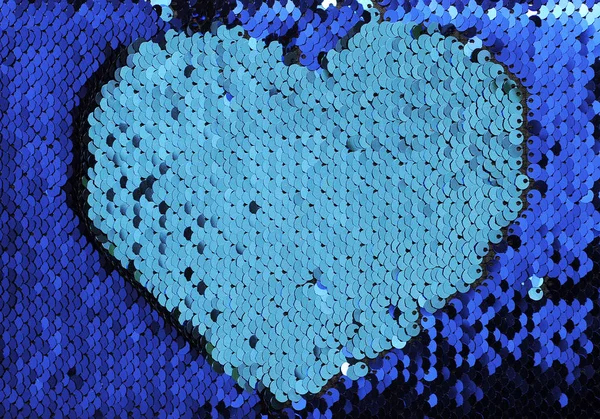 Carved Paper Heart Blue Sequins Texture — 스톡 사진