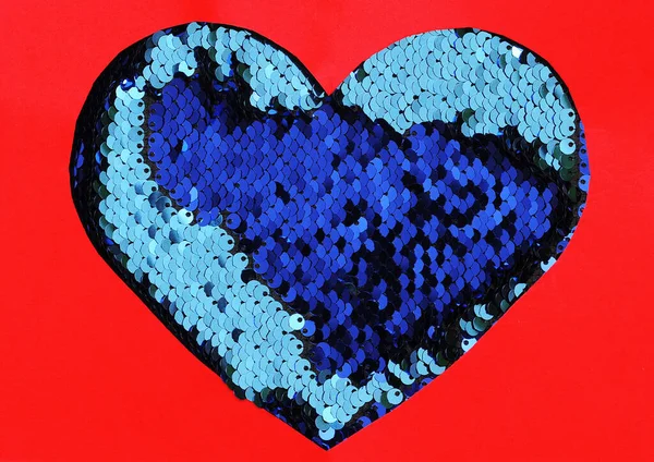Carved Paper Heart Blue Sequins Texture — 스톡 사진