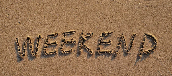 Weekend Written Sand — Stock Photo, Image