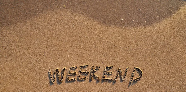 Wochenende Auf Sand Geschrieben — Stockfoto