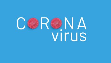 Mavi arka planda bakteri. Coronavirus konsepti.