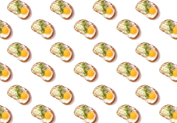 Naadloos Patroon Met Sandwiches Met Eieren — Stockfoto