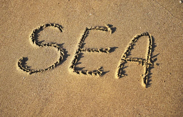 Meer Sand Geschrieben — Stockfoto