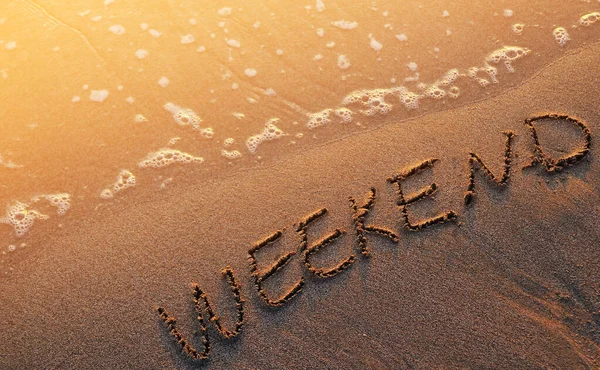 Wochenende Sand Geschrieben — Stockfoto