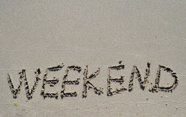 Weekend Written Sand Texture — Stock Photo, Image