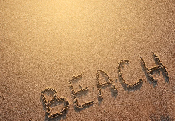 Beach Written Sand — Stock Photo, Image