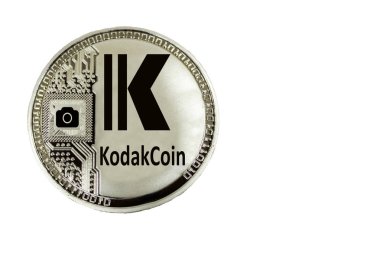 Kodak beyaz zemin üzerine gelen para Cryptocurrency Kodakcoin.