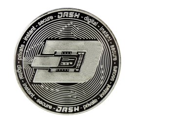 Sikke cryptocurrency dash beyaz bir arka plan üzerinde.