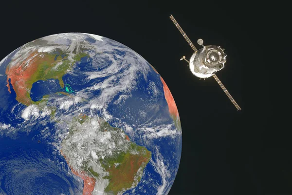 Τεχνητού δορυφόρου στο χώρο πάνω από τη γη. — Φωτογραφία Αρχείου