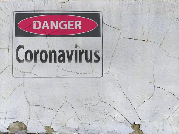Заборонений знак небезпеки коронавірус ковід-19 на штукатурці якнайкраще — стокове фото