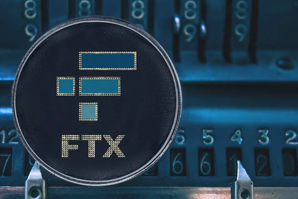 Монета криптовалюта FTX проти чисел арифметиків . Стокове Фото