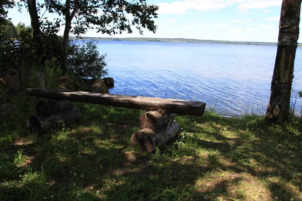 Büyük Rus göl ve yaz manzaraları.