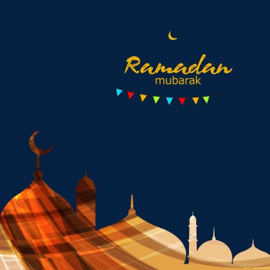 İslam hat, çerçeve ve parlak arka planda, vektör çizim için Müslüman kutsal ay Ramazan Kareem Camii ile yaratıcı Arapça desen.