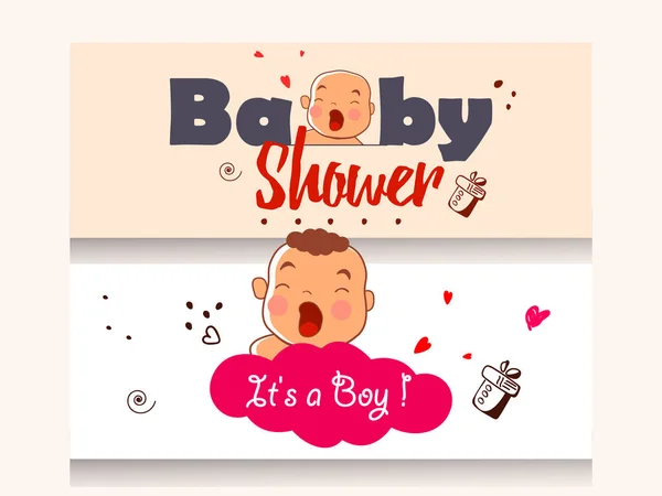Baby Dusche Einladungsvorlage Grußkarte Mit Handgeschriebenem Schriftzug — Stockvektor