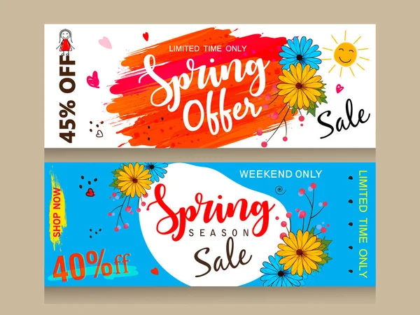 Frühjahrsverkauf Design Mit Dekoriertem Hintergrund Und Handgeschriebenem Text Frühling Vektor — Stockvektor