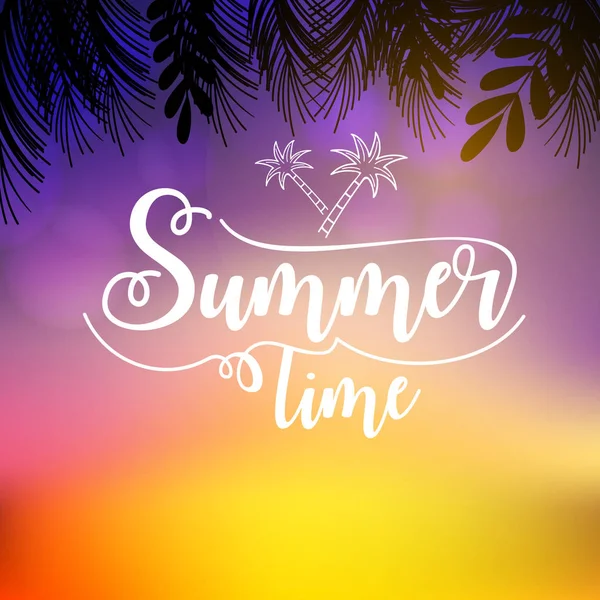 Editable Summer Vector Illustration Composed Hand Lettering Text Summer Time — Stock Vector