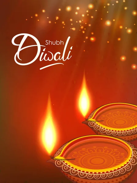 Schöne Shubh Diwali Text Basierte Grußkarte Auf Farbigem Hintergrund Mit — Stockvektor