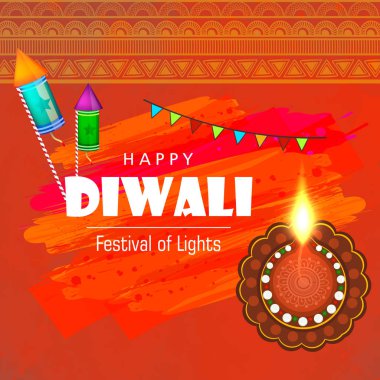  Mutlu Deepavali, geleneksel Özet diya ile dekoratif arka plan üzerinde ışıklar kutlama Festivali için tebrik kartı tasarımı / lamba yakma 